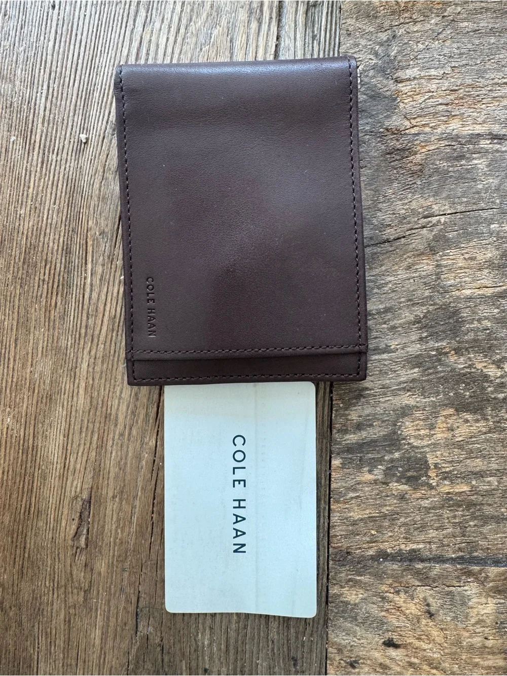 Cole Haan Dark Brown Leather Bi-Fold Card Holder